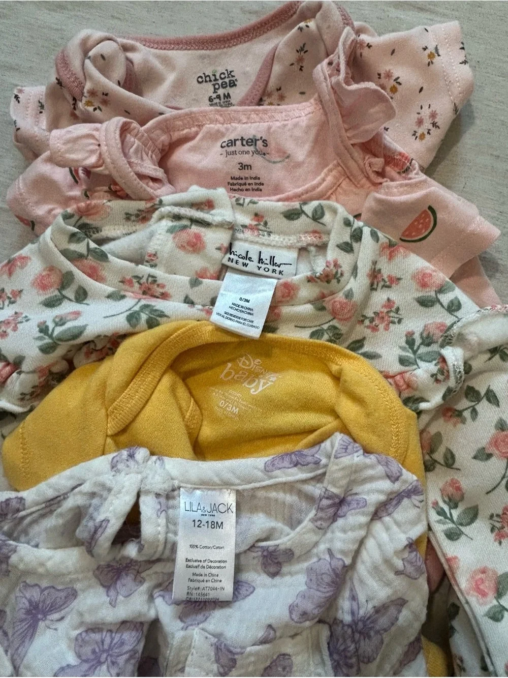 H&M Pink Watermelon Ruffle Pajama Top & Bodysuit Set with Yellow Pooh Tee